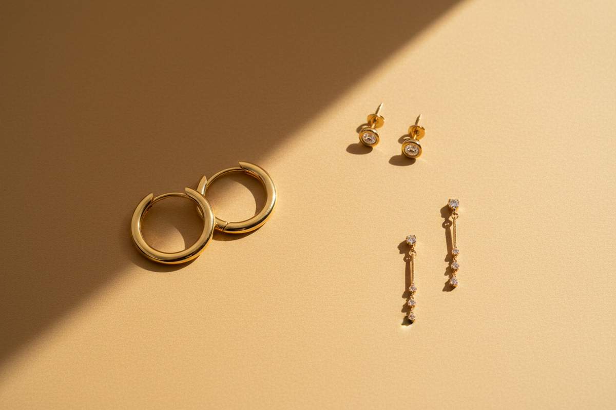 Bannière collection Boucles d'oreilles sur fond or
