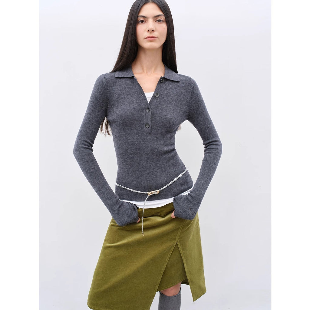"Effortless Knit"Imported Yangtze 2S 30-Count Merino Wool Polo Neck Sweater for Autumn/Winter-0