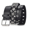 Ceinture Femme Style Punk | Boucle Ardillon Carrée | Simili Cuir | Noir | 112 cm