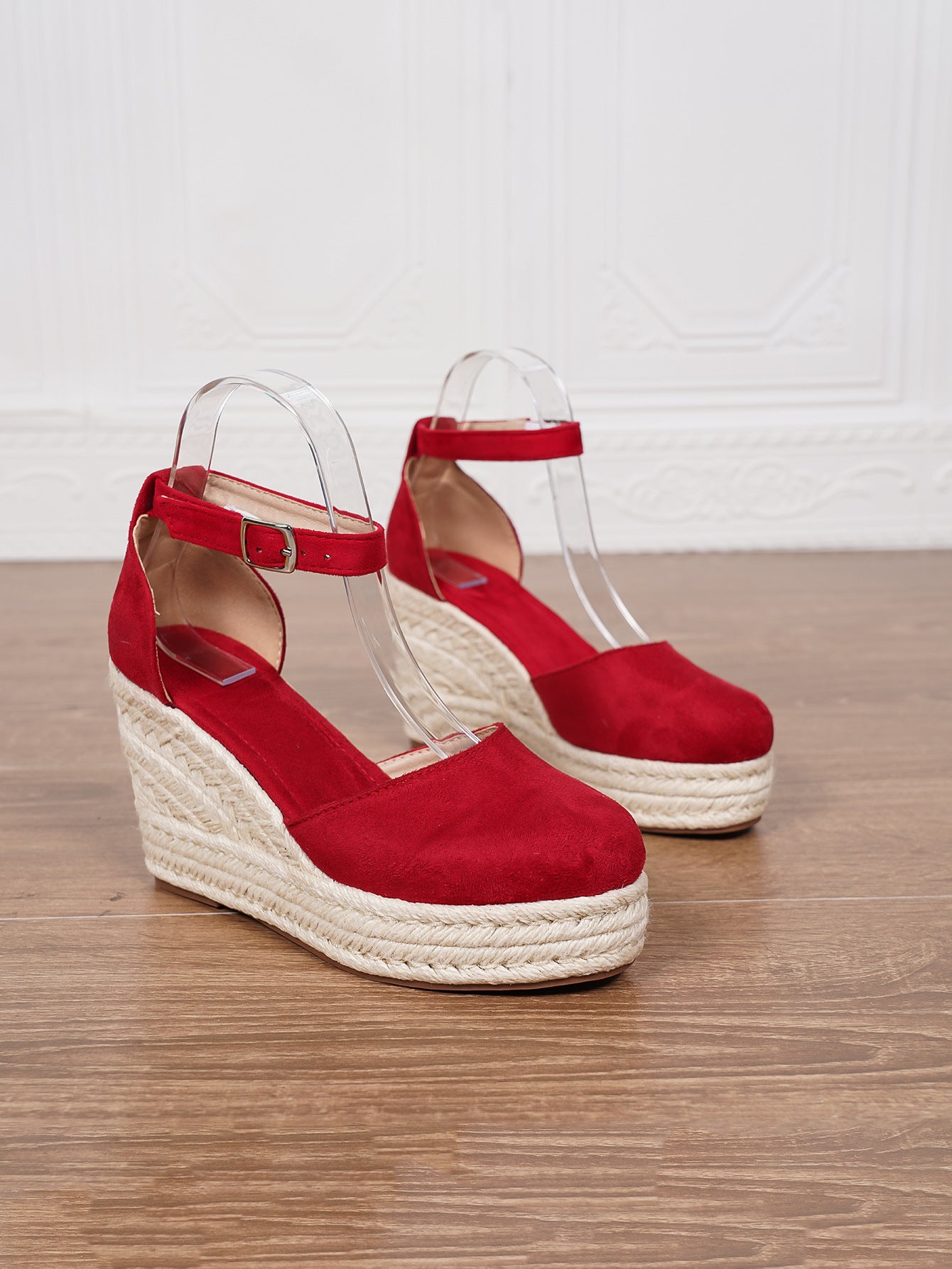 Women's Summer Platform Espadrille Sandals - Suede Ankle Strap