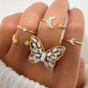 Set 5 Anillos Mariposa Plateados Mujer Vintage Luna Pareja | FuturaTrend