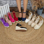 Women's Summer Platform Espadrille Sandals - Suede Ankle Strap