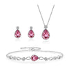 Parure Argent 925 Larmes de Sirène Cristaux Femme — Collier Bracelet Boucles