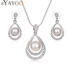 Parure Bijoux Perles Femme Collier + Boucles d'Oreilles — Or & Argent