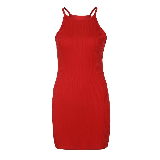 Robe Bretelles Côtelée Courte Femme - Casual Chic