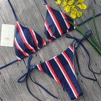 Bikini Triangle Rayé Femme Été - Maillot de Bain 2 Pièces Tendance