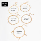 Lot of 5 Gold Crystal Ankle Bracelets