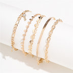 Lot of 5 Gold Crystal Ankle Bracelets