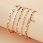 Lot of 5 Gold Crystal Ankle Bracelets