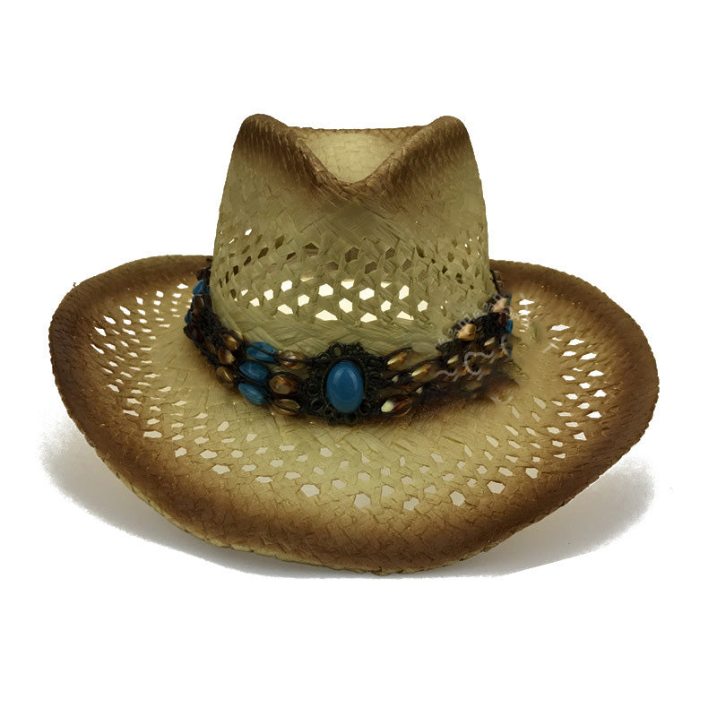 Chapeau Western Paille Été - Chapeau Cowboy Femme Élégant