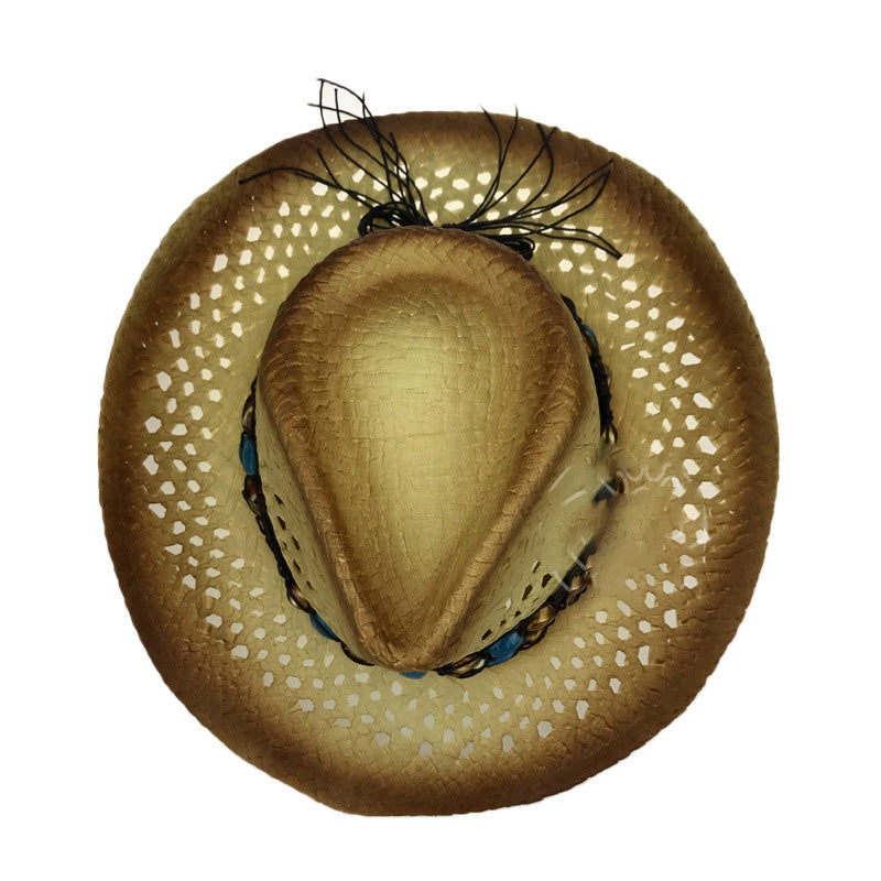 Sombrero vaquero de paja para verano - Elegante sombrero vaquero para mujer