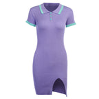 Minivestido de canalé de cuello alto para mujer - Estilo elegante
