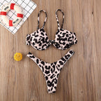 Bikini de verano con estampado animal para mujer - Traje de baño de dos piezas a la moda