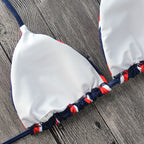 Bikini Triangle Rayé Femme Été - Maillot de Bain 2 Pièces Tendance