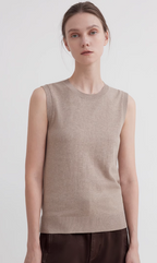 Gilet Pull Col Rond Tricoté Femme — Sans Manches, Coupe Droite, Casual Chic