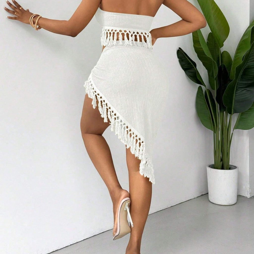 Bikini Halter À Jupe Franges Sexy — Maillot de Bain Deux Pièces Femme Été 2026