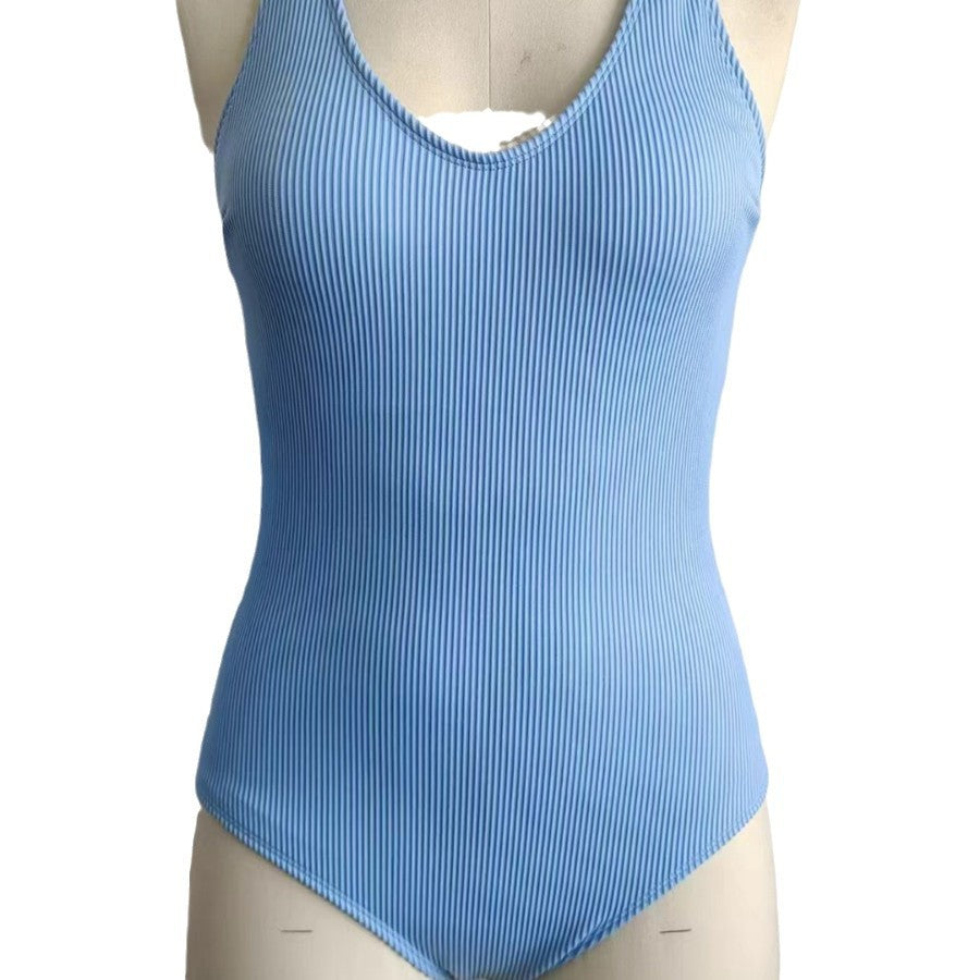 Maillot de Bain Une Pièce Sexy Couleur Unie Taille Haute — Swimsuit Resort Femme Été 2026