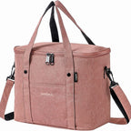 Reusable Insulated Lunch Bag with Shoulder Strap (Pink)-0