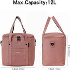Reusable Insulated Lunch Bag with Shoulder Strap (Pink)-2