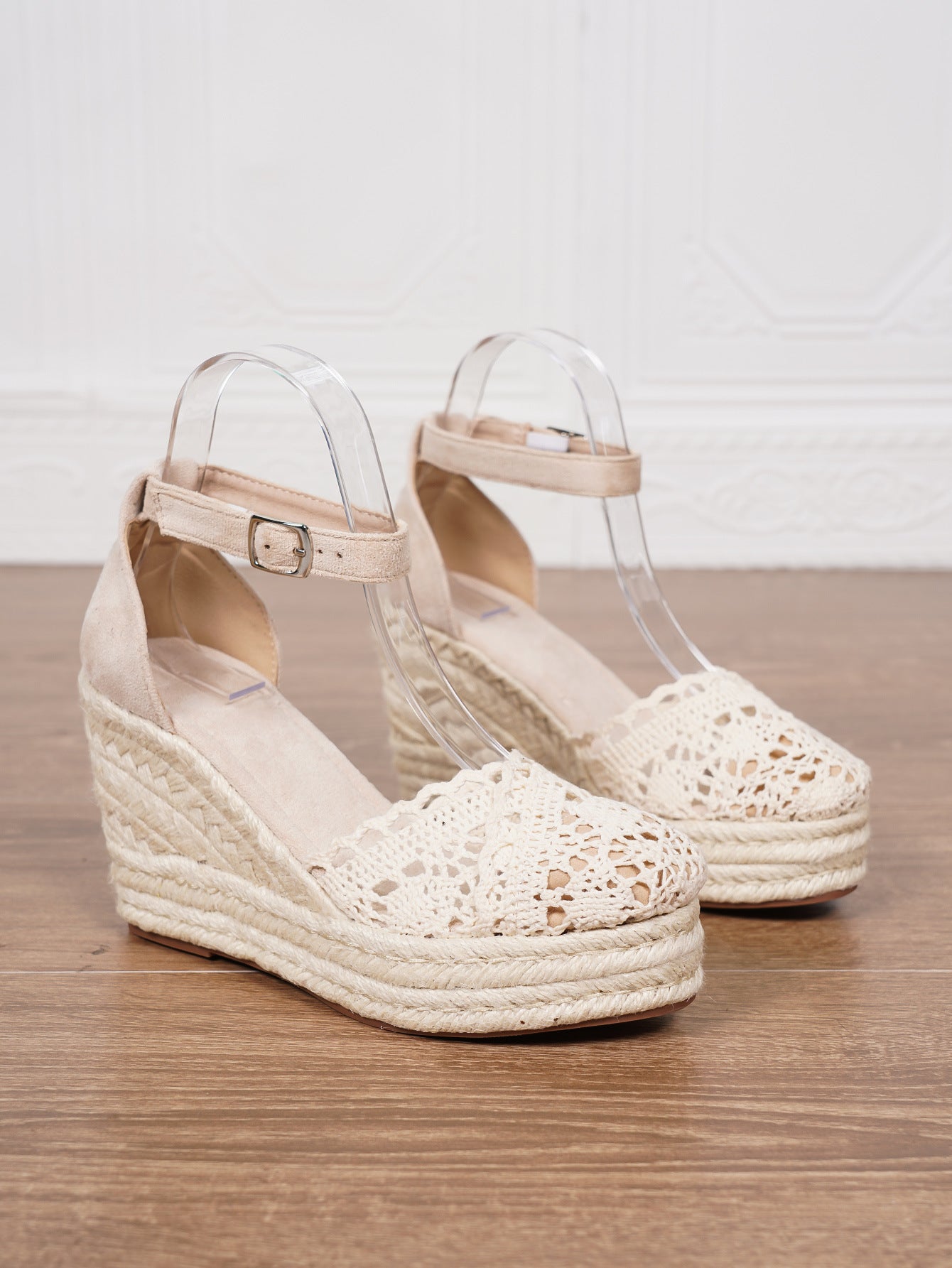 Women's Summer Platform Espadrille Sandals - Suede Ankle Strap