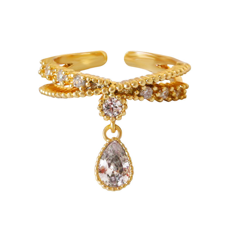 Bague Zircon Pendentif Femme - Design Goutte Élégant