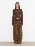 "Lazy Day Essential" Textured Mohair Blend Round Neck Stretch Knit Base Layer for Fall/Winter Women-0