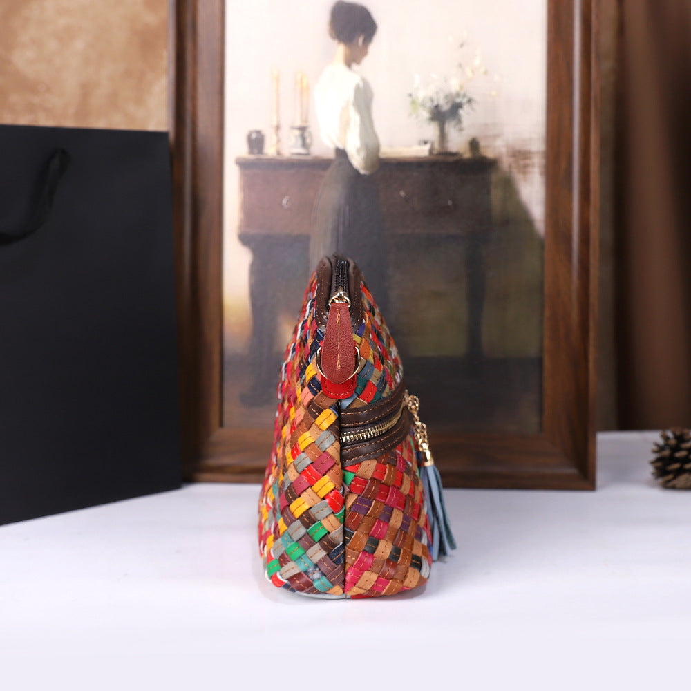 Sac Femme Cuir Première Couche Coloré Tressé — Premium Luxury FuturaTrend