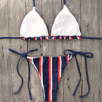 Bikini Triangle Rayé Femme Été - Maillot de Bain 2 Pièces Tendance