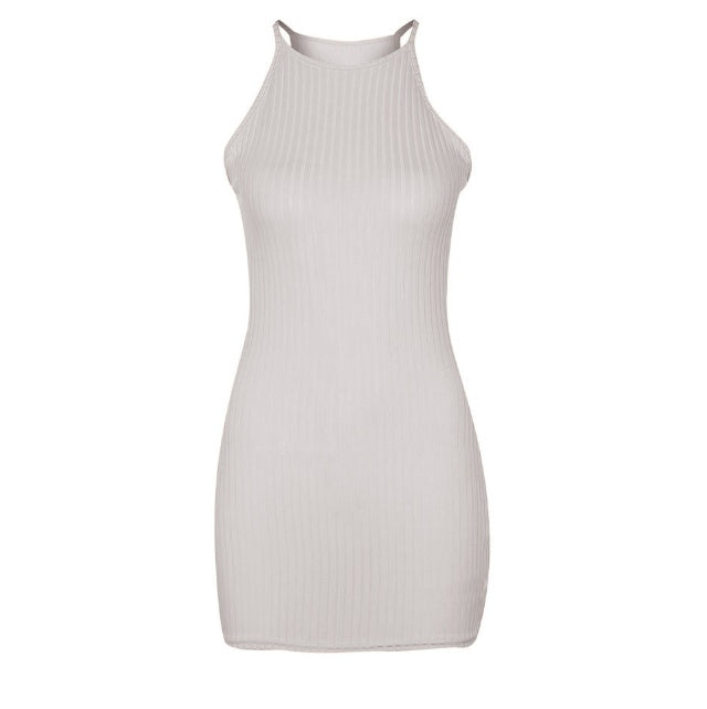 Robe Bretelles Côtelée Courte Femme - Casual Chic