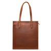 Bolso de cubo de cuero genuino de estilo retro para mujer, con correa cruzada — Marrón