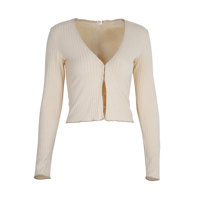 Crop Top Manches Longues Côtelé Femme - Style Basique
