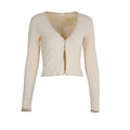 Crop Top Manches Longues Côtelé Femme - Style Basique