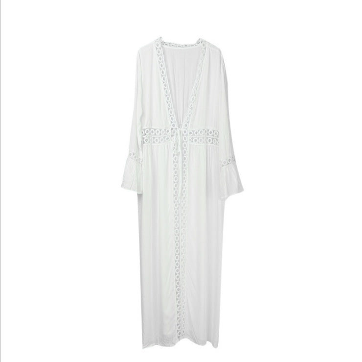 Robe de Plage Crochet Tricotée Longue — Paréo Cover-Up Femme Été 2026