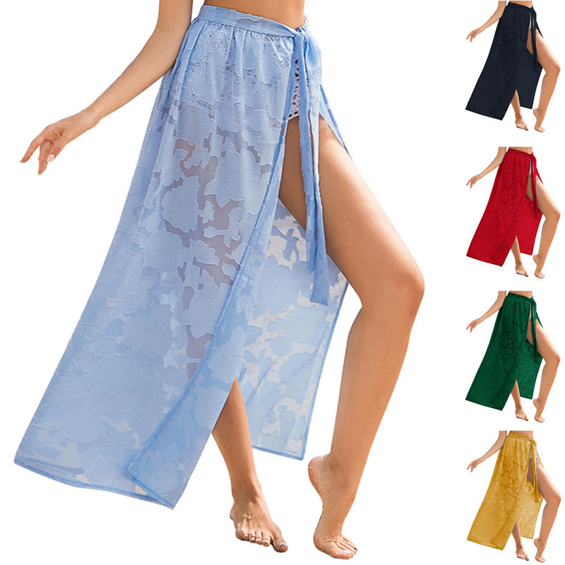 Floral Sheer Sarong Skirt — Women's Summer 2026 Swimsuit Cover-Up