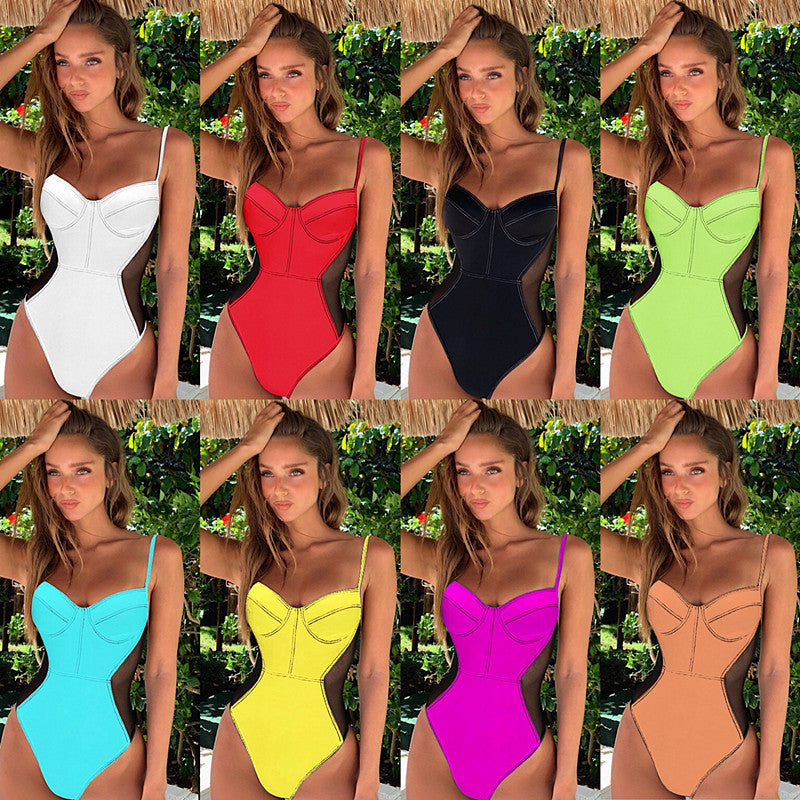 Bikini de malla de verano para mujer - Traje de baño de rejilla de dos piezas a la moda