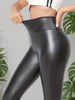 Legging Imitation Cuir Femme | Taille Haute Gainante | Motif Serpent | Noir | S-XXL