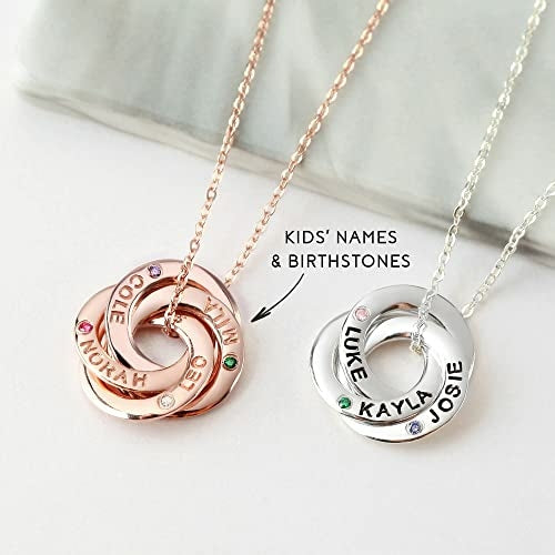 Collier Maman Personnalisé Prénoms Enfants Pierres de Naissance - Bijou Famille