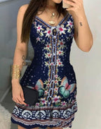 Printed V-Neck Button-Down Dress — Women's Lightweight Summer Dress Summer 2026