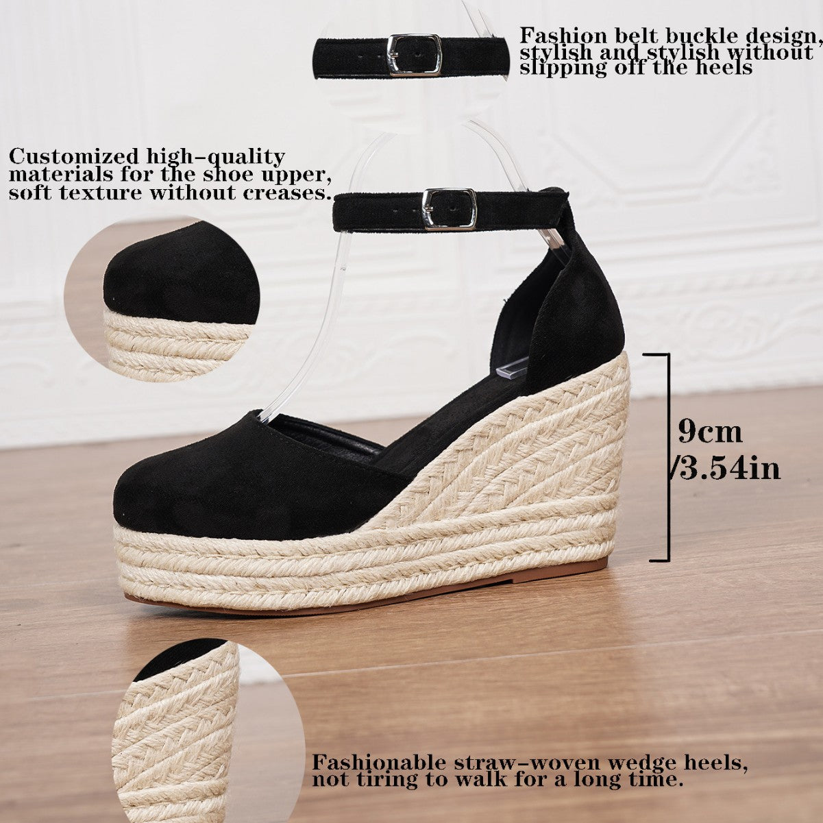 Women's Summer Platform Espadrille Sandals - Suede Ankle Strap