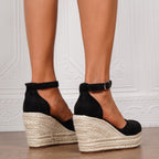 Women's Summer Platform Espadrille Sandals - Suede Ankle Strap