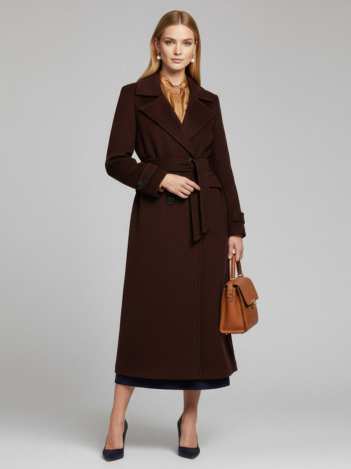Women's Coat 100% Polyester — Structured Fit, Camel