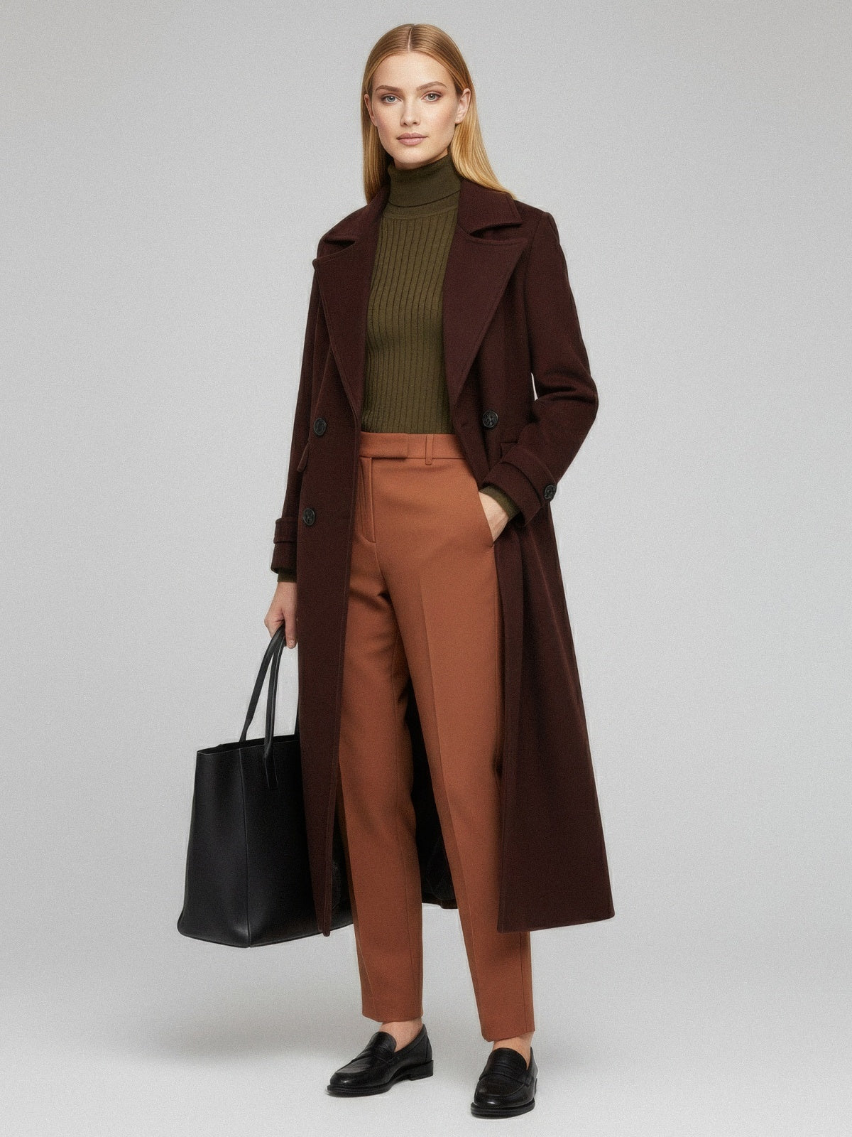 Women's Coat 100% Polyester — Structured Fit, Camel