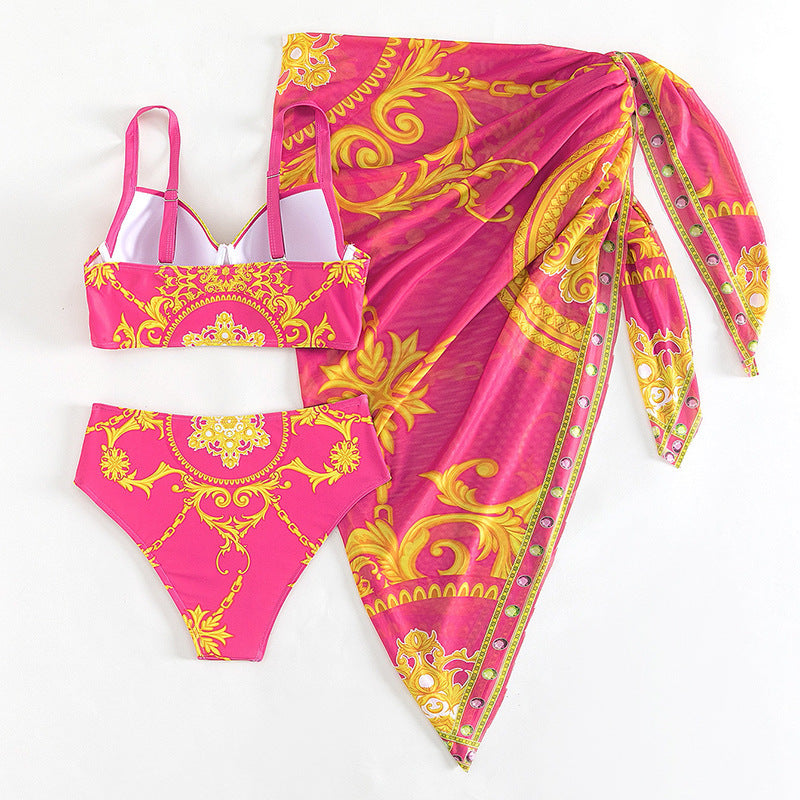 Bikini Trois Pièces Imprimé Rétro Sexy — Maillot de Bain Femme Été 2026