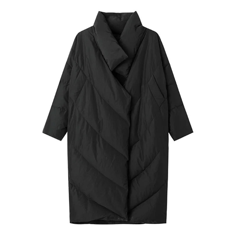 Women's Long Black Down Jacket – Avant-Garde SoHo Style | FuturaTrend