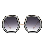 Xanadawn - Women Round Irregular Geometric Glitter Fashion Sunglasses-3