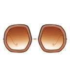 Xanadawn - Women Round Irregular Geometric Glitter Fashion Sunglasses-1