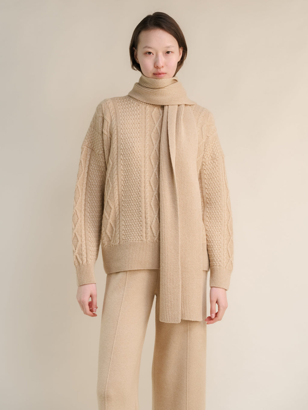 Cashmere Mix Ribbed Scarf-0