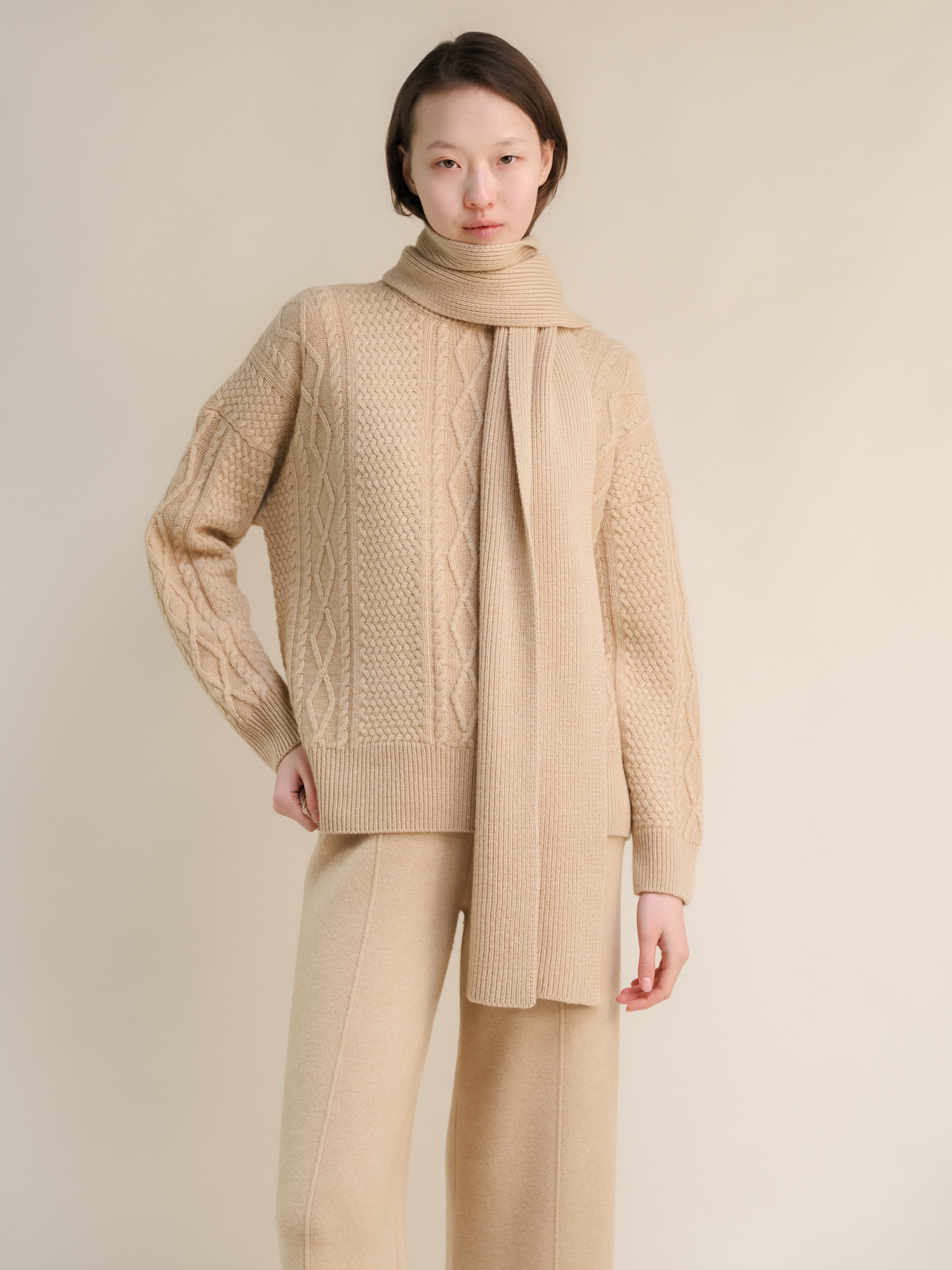 Cashmere Mix Ribbed Scarf-1