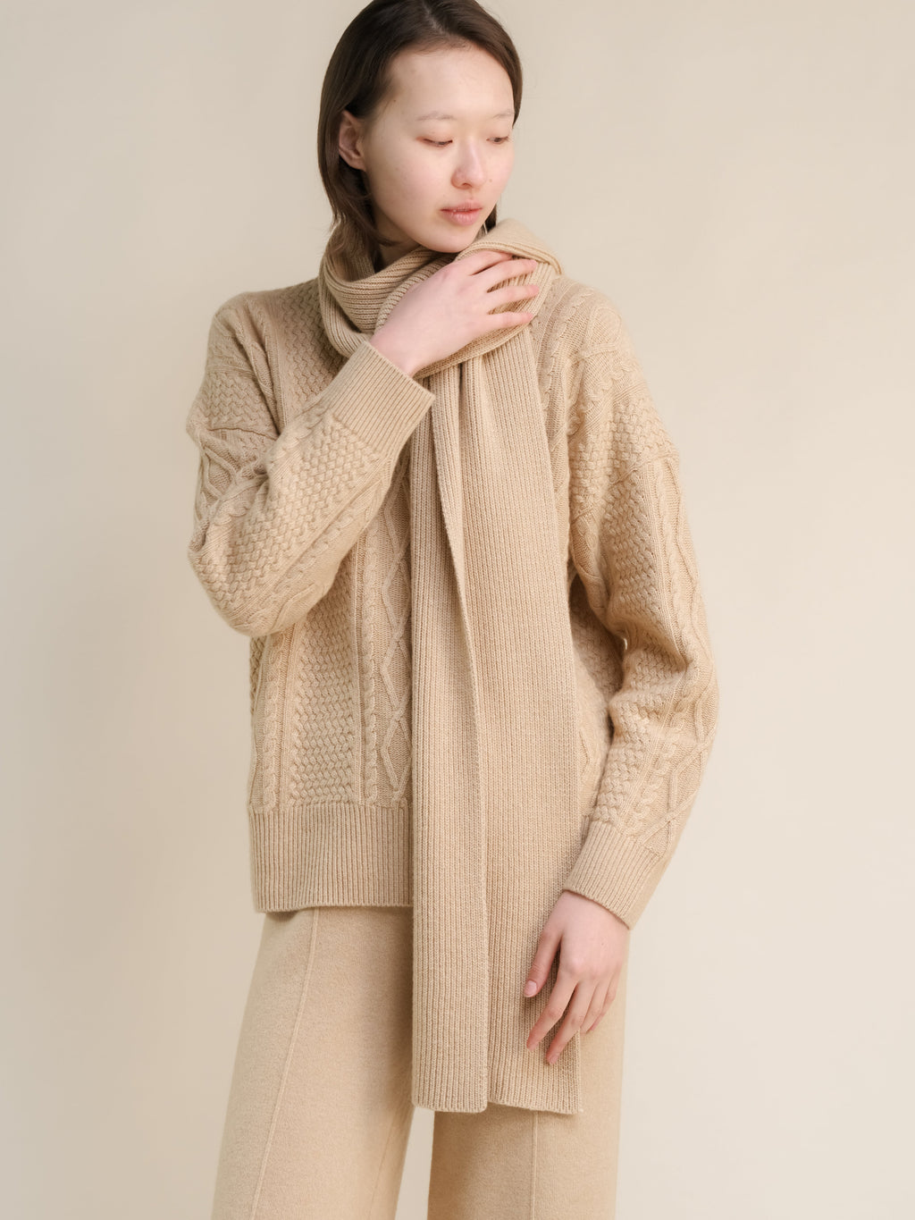 Cashmere Mix Ribbed Scarf-2