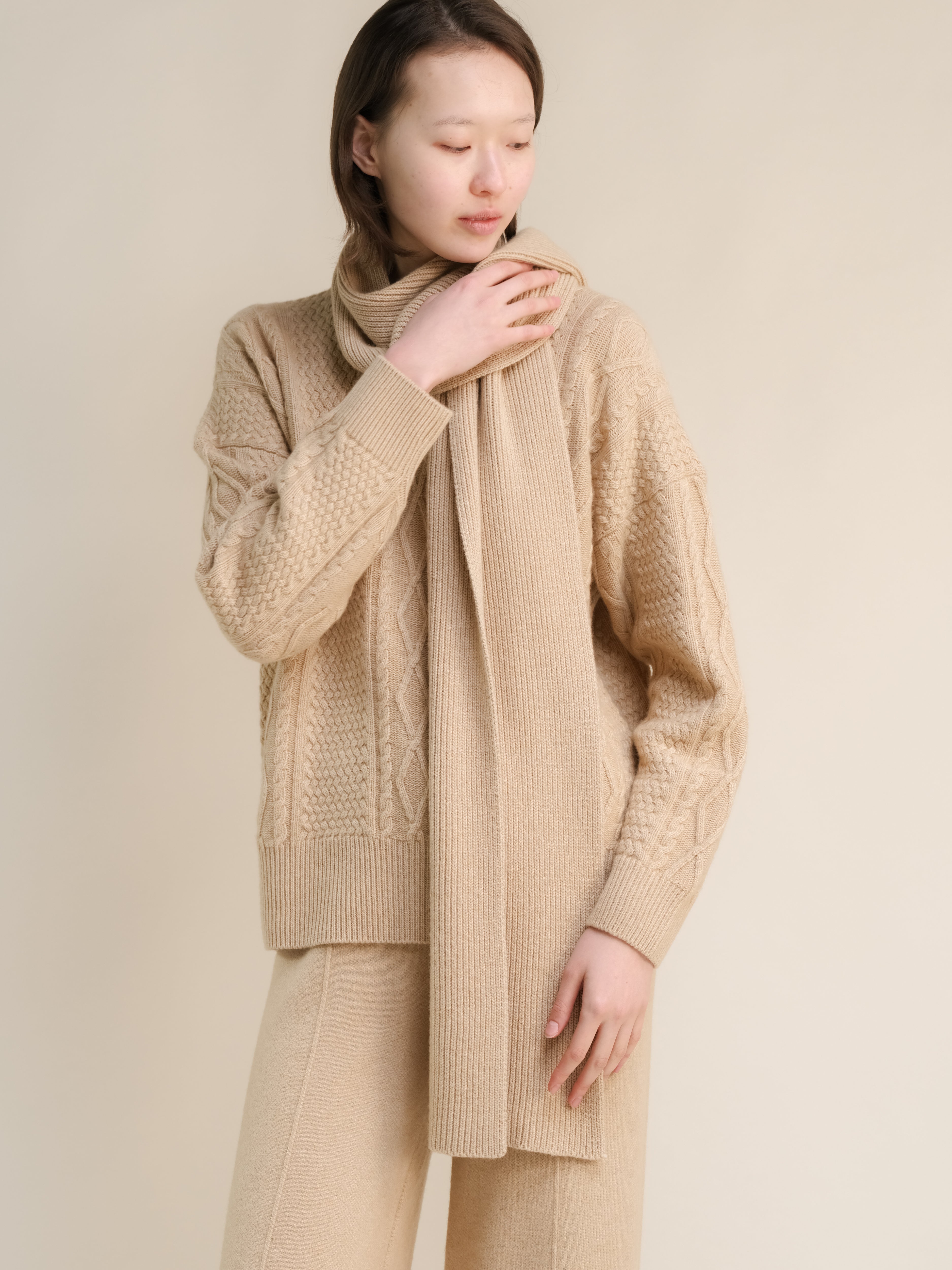Cashmere Mix Ribbed Scarf-2